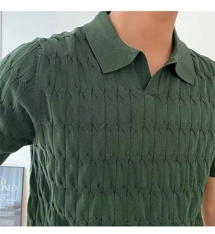 Lucas Slim Fit Polo Shirt By TrendAura Lightweight Breathable Knit Polo For Smart Casual And Office Wear Olive Green