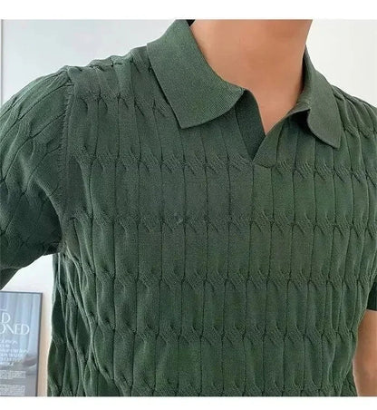 Lucas Slim Fit Polo Shirt By TrendAura Lightweight Breathable Knit Polo For Smart Casual And Office Wear Olive Green