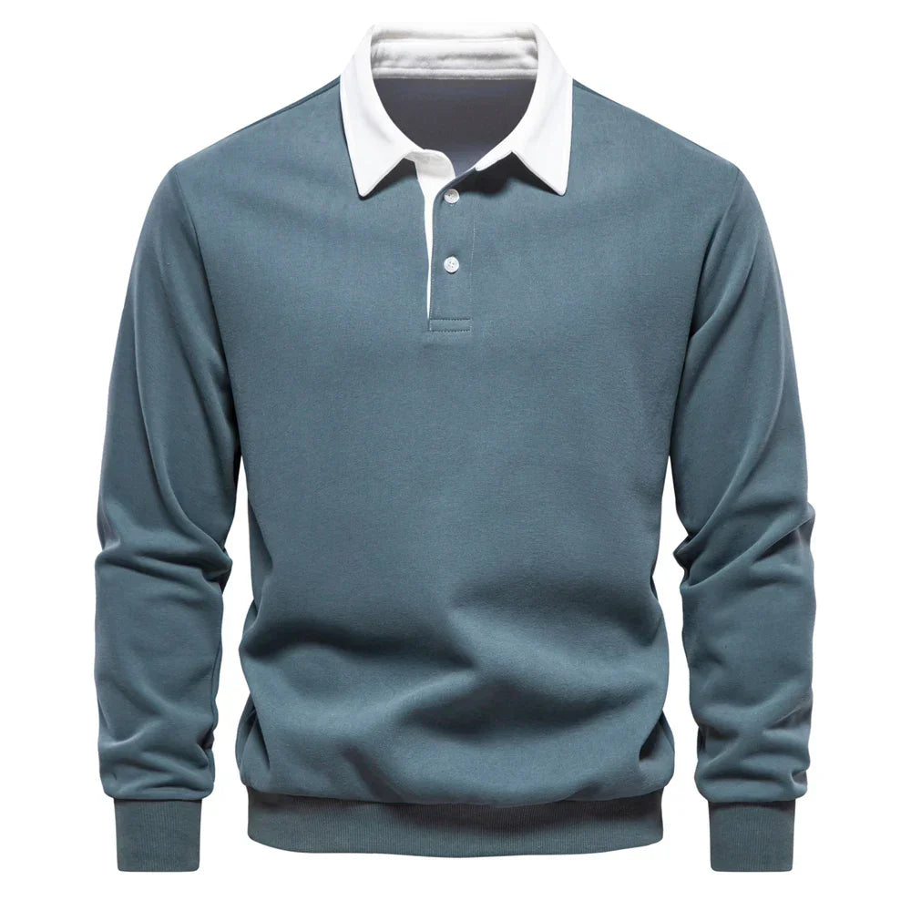 TrendAura Camden Polo Cotton Pullover Navy Knit With White Collar Mens Classic Polo Sweater