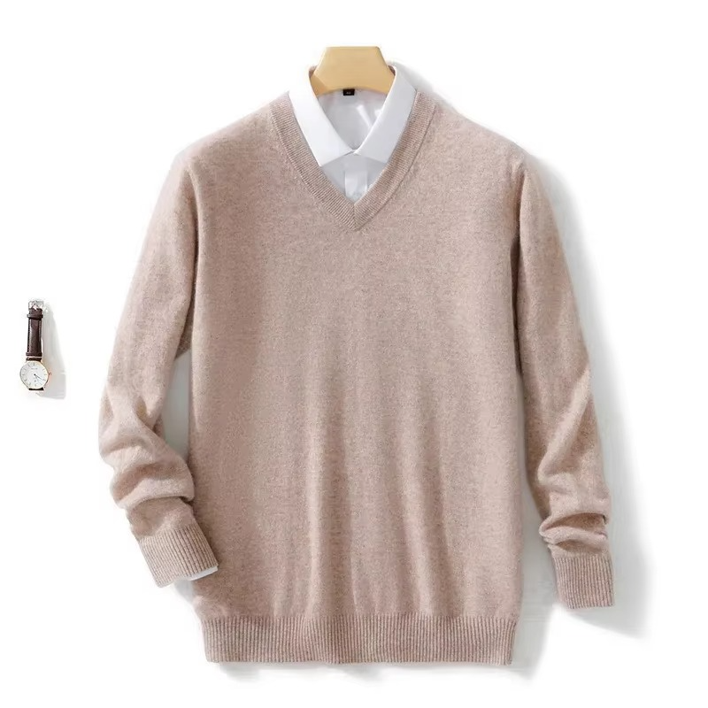 Men's Wool Blend V Neck Sweater Warm Knit Pullover For Winter Casual Fit Up To 5XL TrendAura