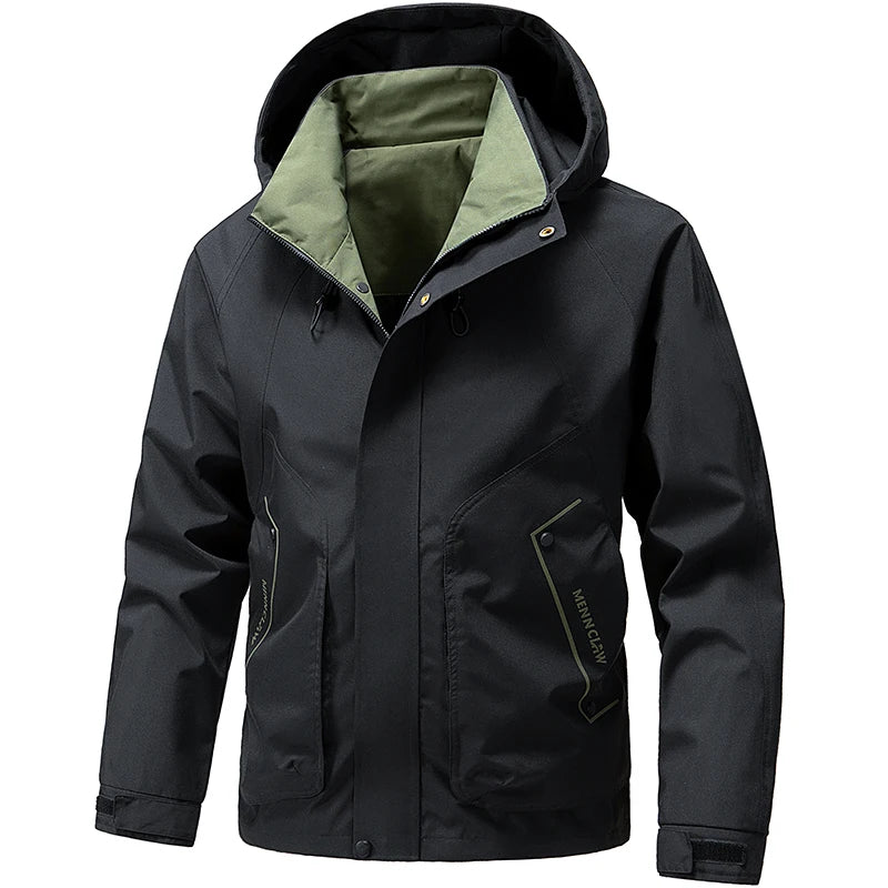 Men's Hooded Ski Jacket With Front Zipper For Cold Weather Outdoor Winter Sports Reliable Warmth