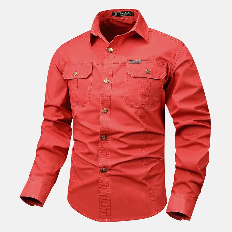 Gabriel Mens Outdoor Utility Button-Down Shirt With Durable Fabric And Utility Pockets TrendAura