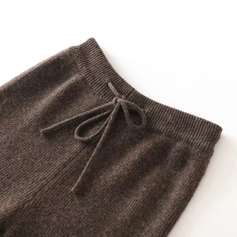 Women's High Waist Wide-Leg Woolen Knit Pants – Soft Comfort for Fall and Winter