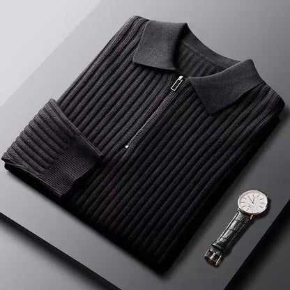 Grant Ribbed Zip Neck Sweater For Men By TrendAura Modern Knit Top With Comfortable Fit
