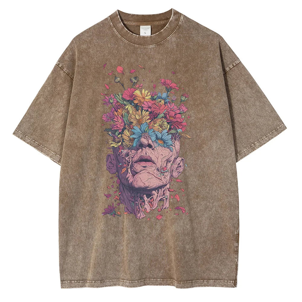 TrendAura Titan Bloom Graphic T Shirt Premium Cotton Oversized Fit Breathable Comfort With Intricate Design