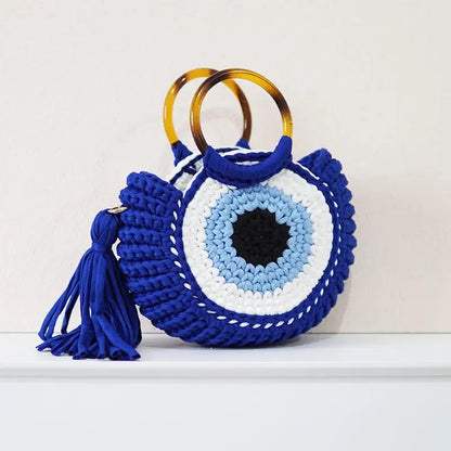 TrendAura Evil Eye Mini Clutch - Handwoven Protective Eye Charm Bag For Daily Style And Security