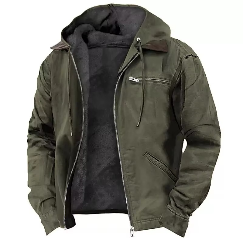 Men's Heavyweight Hooded Workwear Jacket Warm Durable Relaxed Fit for Fall and Winter