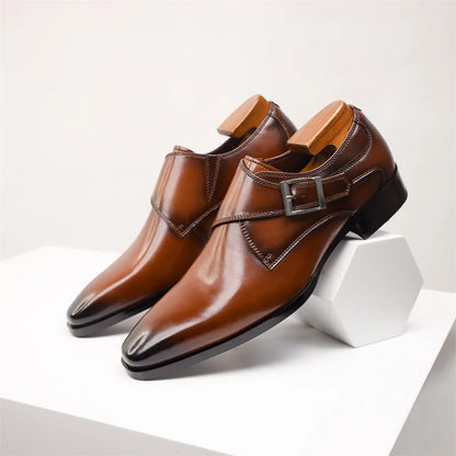 Men's Classic Buckle Dress Shoes Italian Style For Formal Wear And Business Professionals
