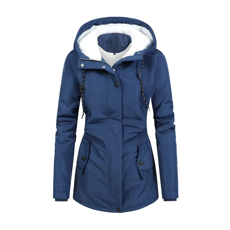 Women’s Retro Fleece Lined Mid-Length Hooded Winter Parka