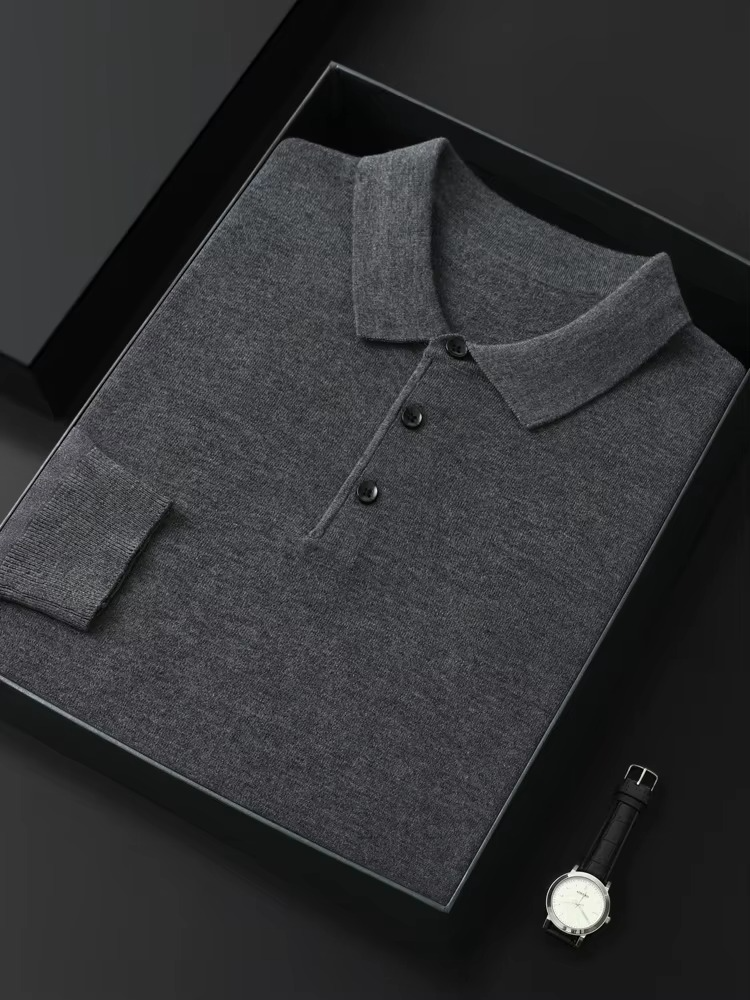 Men's Merino Wool Polo Collar Sweater Pullover For Cold Weather Warmth And Refined Everyday Comfort