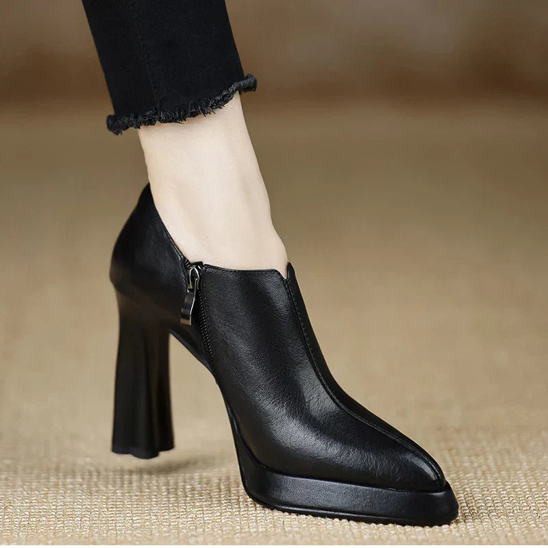 Women's High Heel Pumps with Platform and Side Zipper