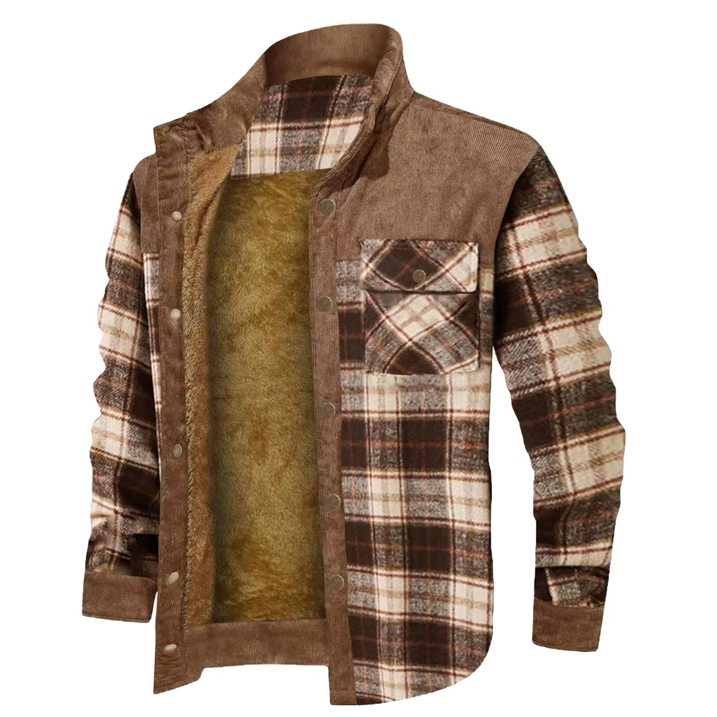 Mens Wool Lined Flannel Plaid Hooded Shirt Jacket Warm Thick Outerwear TrendAura