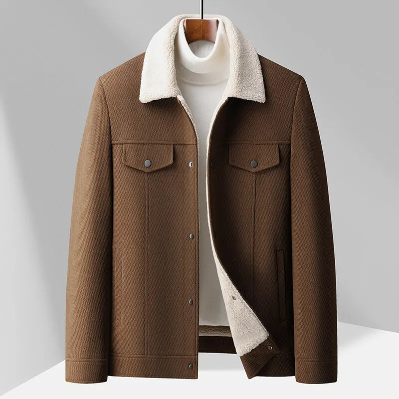 Nordic Sherpa Jacket For Men Warm Wool Blend Insulated Layerable With Structured Tailored Fit And Luxe Lapel