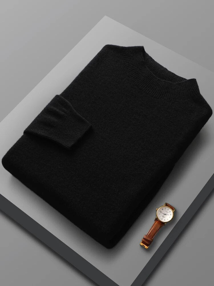 TrendAura Joshua Ribbed Crewneck Sweater For Men Solid Long Sleeve Smart Casual Knitwear