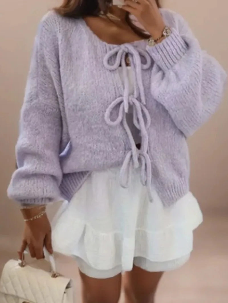 Jasmine | Women’s Chunky Winter Knotted Front Cardigan