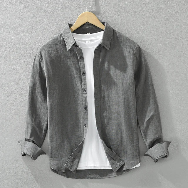 Max Cotton Linen Shirt For Men Breathable Versatile Long Sleeve Classic Collar For Daily Wear And Semi Formal Events