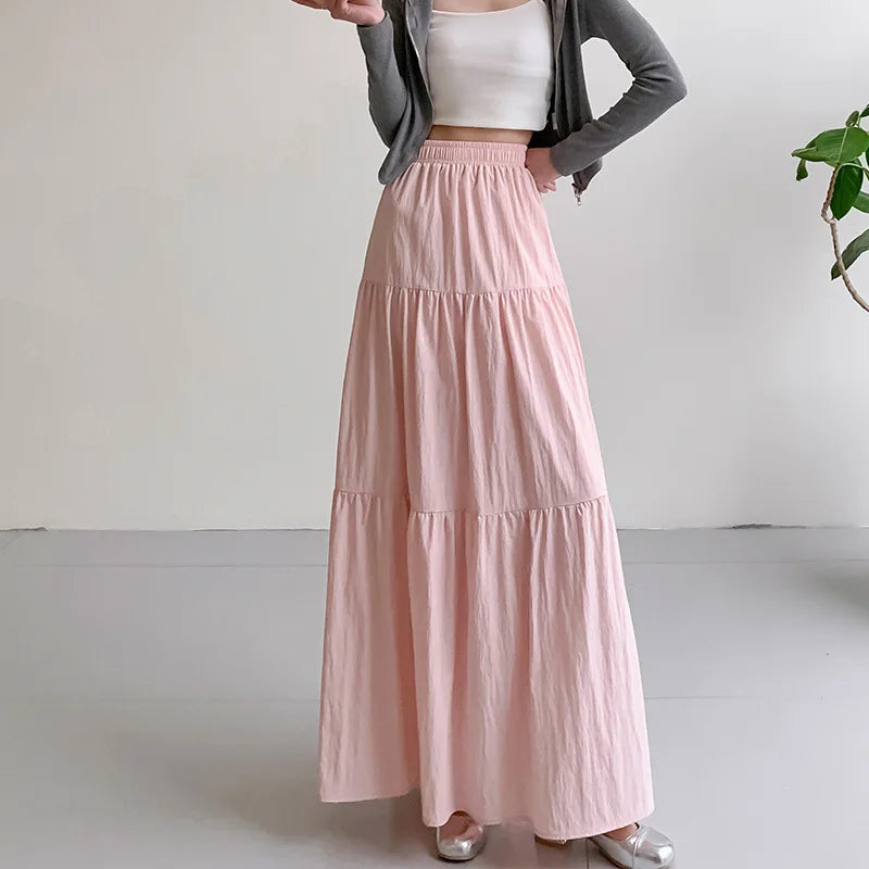 Women's Maxi Skirt - Layered Design - Elastic Waist - Light and Airy