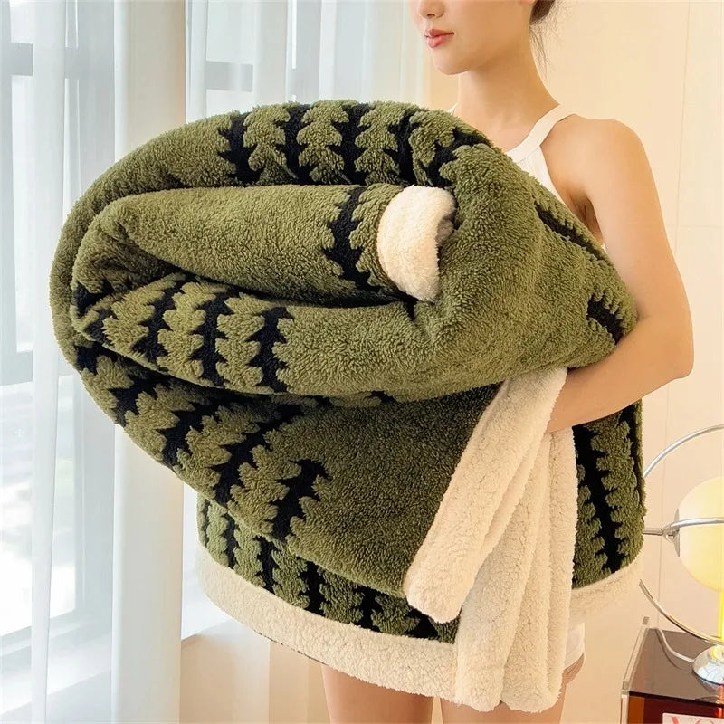 Contemporary Flannel Blanket With Plush Sherpa Fleece Dual Sided Comfort For Cozy Nights And Home Relaxation