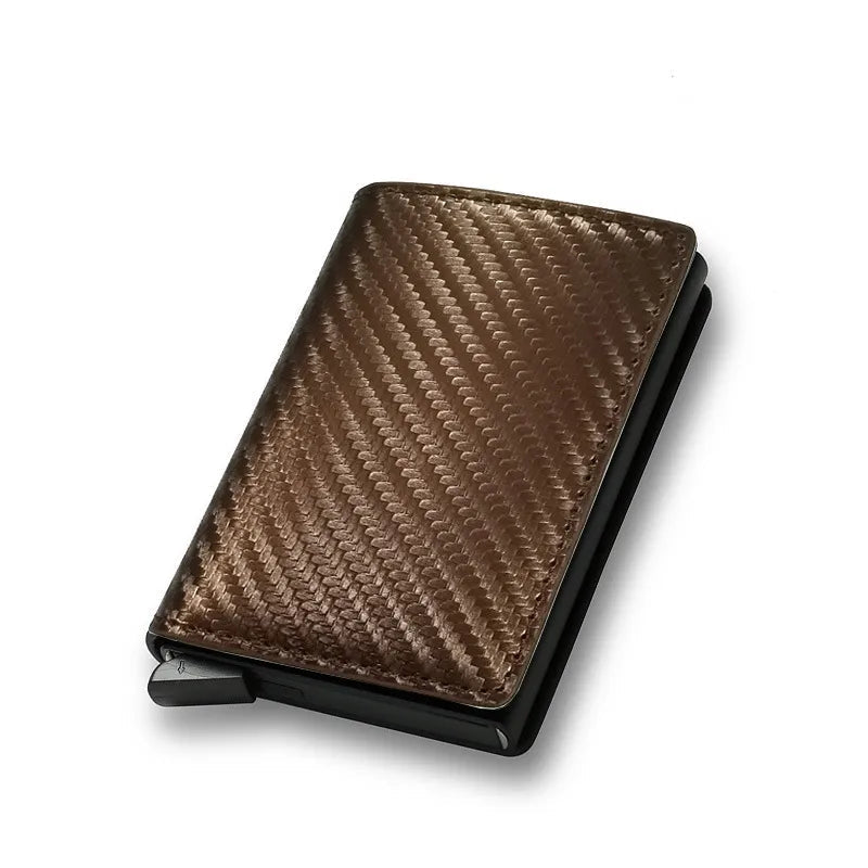 Oliver Slim Card Holder Wallet Carbon Fiber Minimalist Design With Card Ejector Mechanism for Men