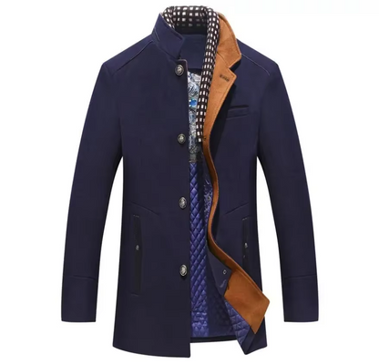 Men's Wool Blend Overcoat With Scarf Collar For Fall And Winter Outerwear By TrendAura