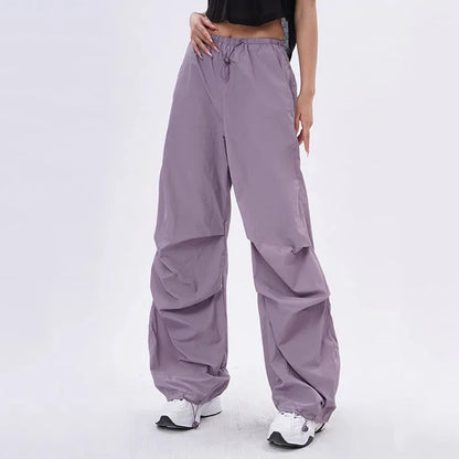 Women's Parachute Pants - Loose Fit - Lightweight Design - Adjustable Waist