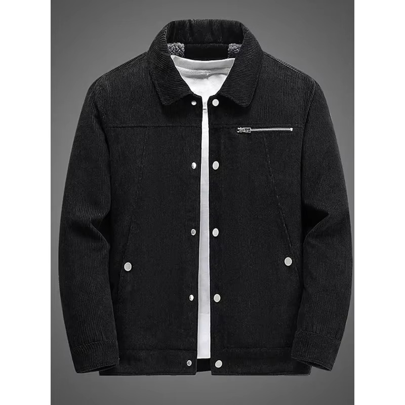 Men's Corduroy Fleece Lined Cotton Coat for Autumn and Winter Warmth and Classic Style TrendAura