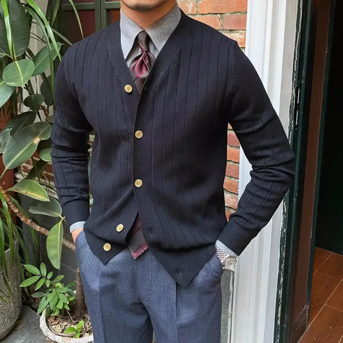TrendAura Tom Harding Wool Blend Sweater For Men Slim Fit V Neck Easy Layering Winter Comfort