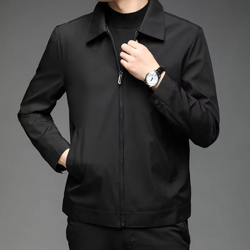 TrendAura Men's Classic Stand Collar Jacket for Business Casual and Everyday Smart Style