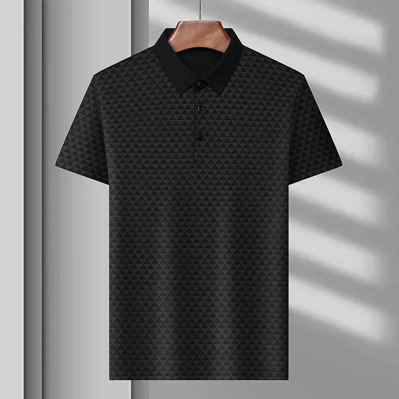 Palmer Silk Polo by TrendAura Ice Silk Fabric Moisture Wicking Performance Polo With Striking Pattern