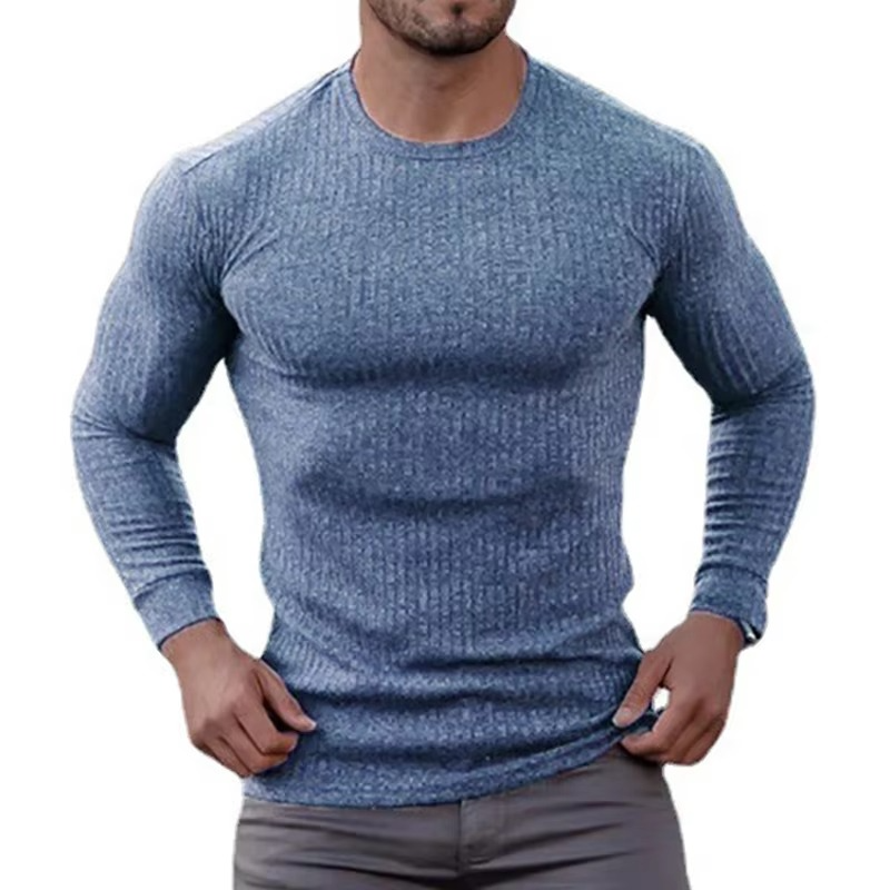 TrendAura Men's Autumn Quick Dry Knit Long Sleeve Fitness Shirt Moisture Wicking Athletic Top