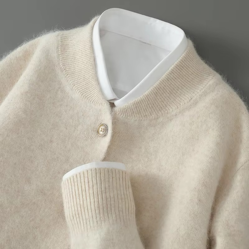 Mens Mink Cashmere Stand Collar Cardigan Sweater Loose Fit Knitted Coat Warmth And Business Casual Style