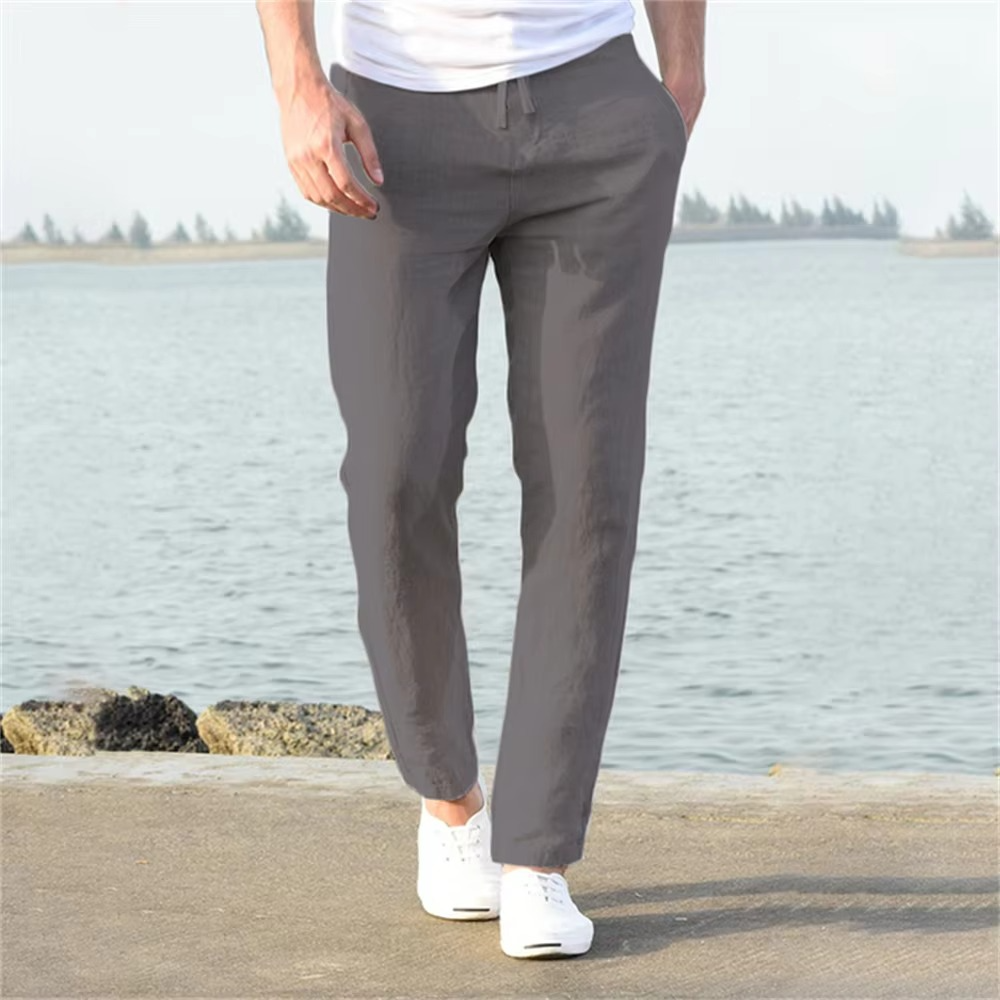TrendAura Mens Cotton Linen Pants For Everyday Comfort And Style Breathable Lightweight All Day Wear