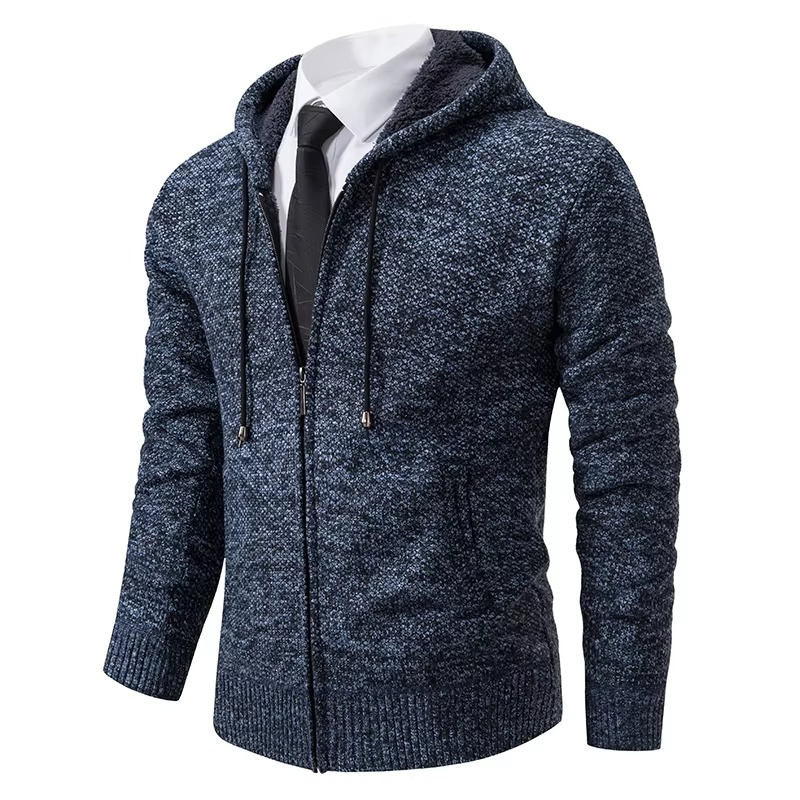 Men's Fleece Lined Stand Collar Zip Cardigan Warm Casual Jacket For Fall And Winter