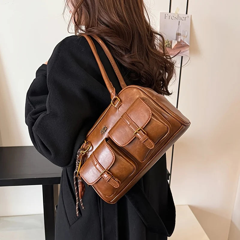 TrendAura Katherine Shoulder Bag - Vegan Leather With Structured Design And Dual Top Handles For Everyday Use