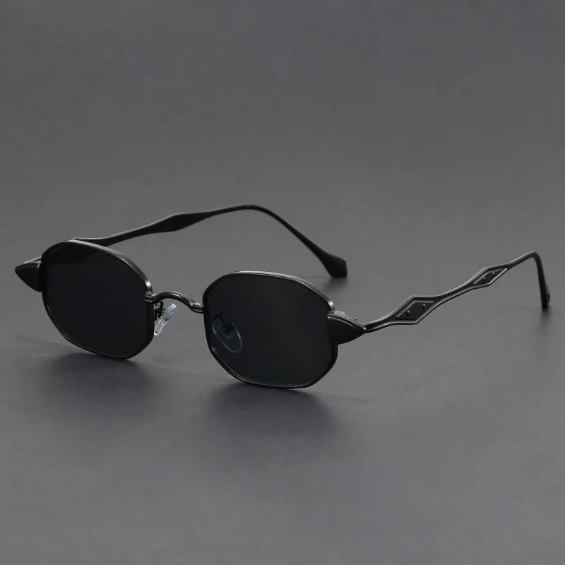 Aurelian Gold Rectangular Metal Sunglasses With UV400 Protection Lightweight Frame