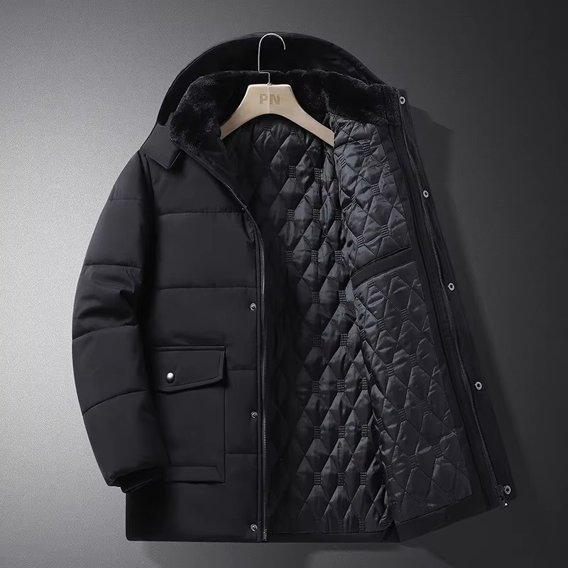 TrendAura Men's Thick Fleece Winter Parka Jacket With Hood Insulated Quilted Liner For Cold Weather Warmth And Style