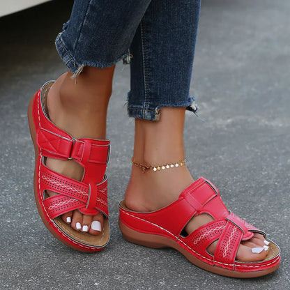 Openwork CrissCross Strap Slides With Velcro Adjustable Fit And Soft Insole For Unisex Everyday Comfort