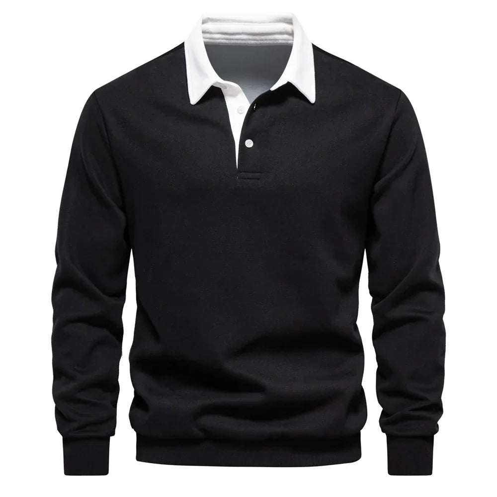 TrendAura Camden Polo Cotton Pullover Navy Knit With White Collar Mens Classic Polo Sweater