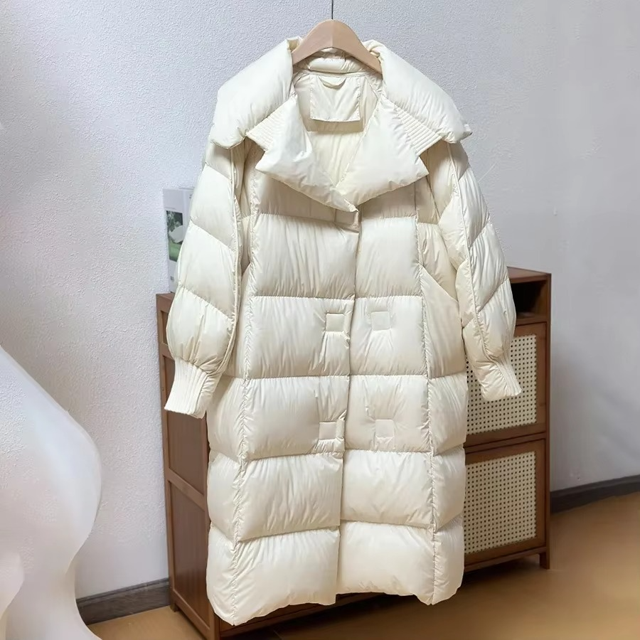 Women's Long Down Coat – Warm Oversized Winter Outerwear
