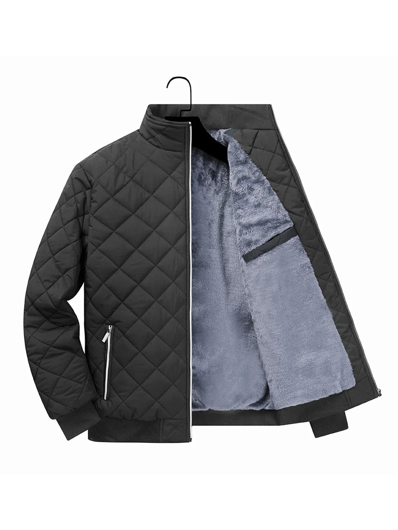 Men's Quilted Jacket Lightweight Warmth Front Zipper