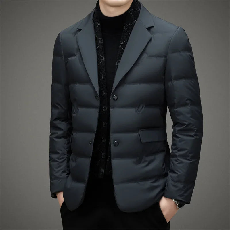 Ryland Quilted Down Suit for Men With Lightweight Duck Down Insulation and Tailored Slim Fit