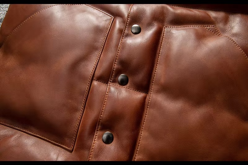 Mens Real Quilted Brown Leather Biker Vest