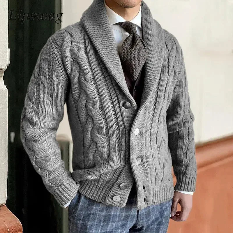 Brock London Wool Cardigan For Men Rich Soft Knit With Full Button Closure Tailored Fit
