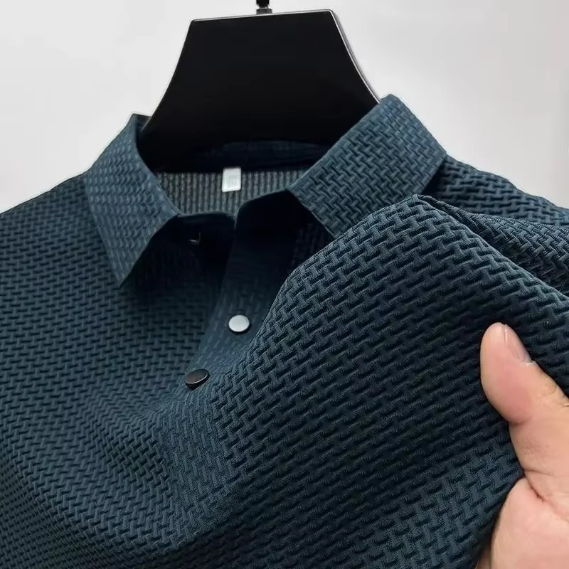 Men's Ice Silk Short Sleeve Polo Shirt Breathable Cool Comfort For Business Casual Attire