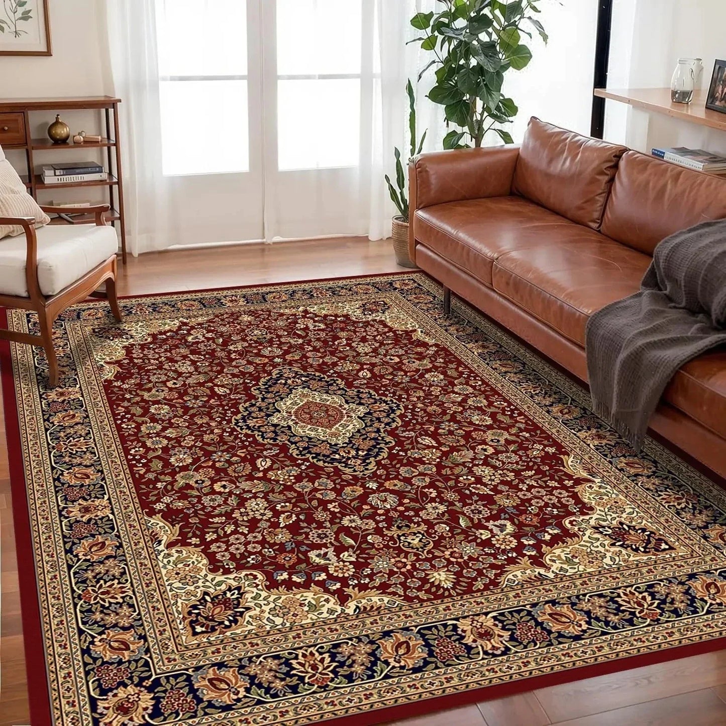 VIKAMA Bohemian-Style Floor Mat Non-Slip, Easy-Care Living Room Carpet Large-Size Floor Rug Bedroom And Living Room Home Décor