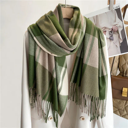 Ginevra Fringed Check Scarf | Full-Length Scarf