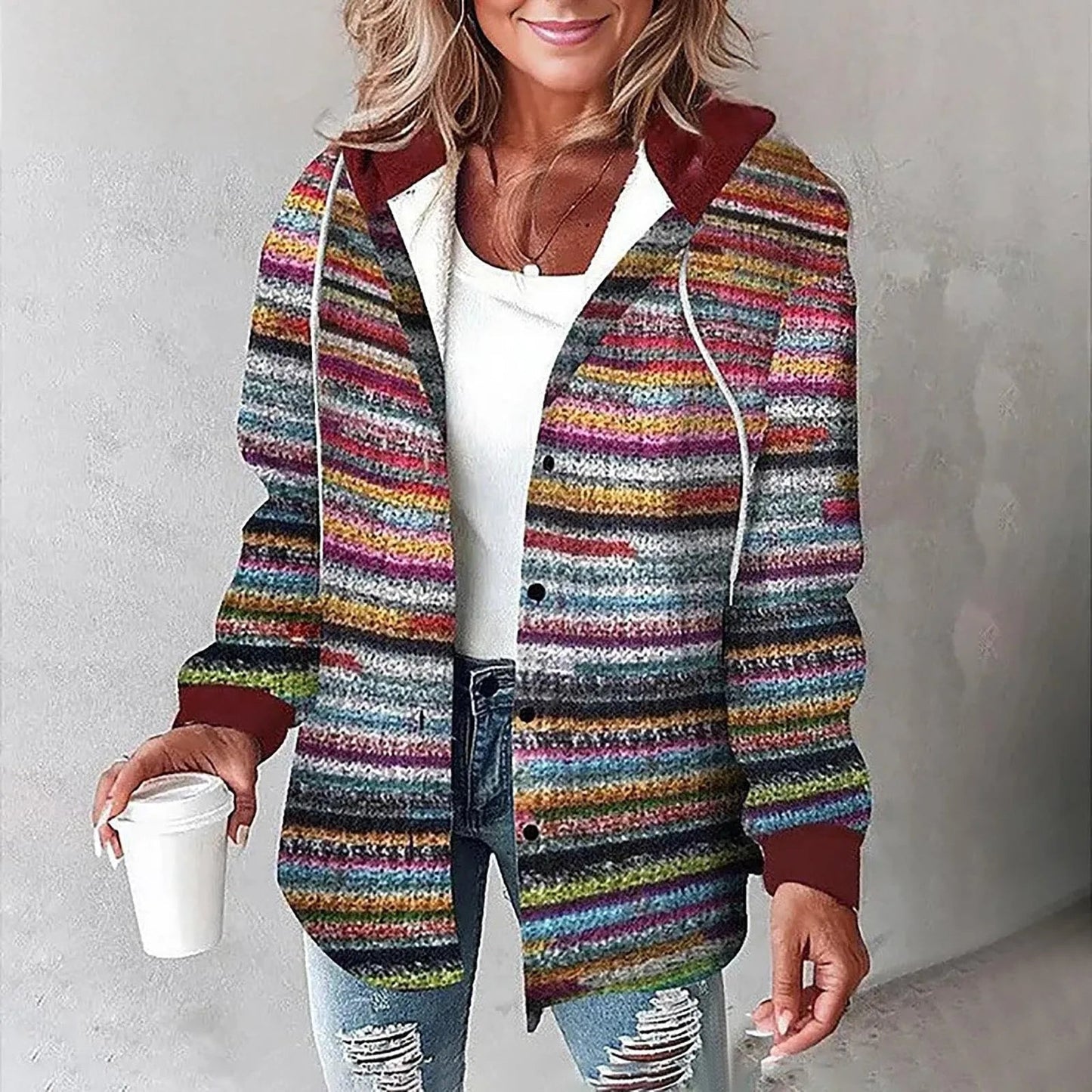 Women's Checkered Lined Cardigan with Soft Fabric and Cozy Fit