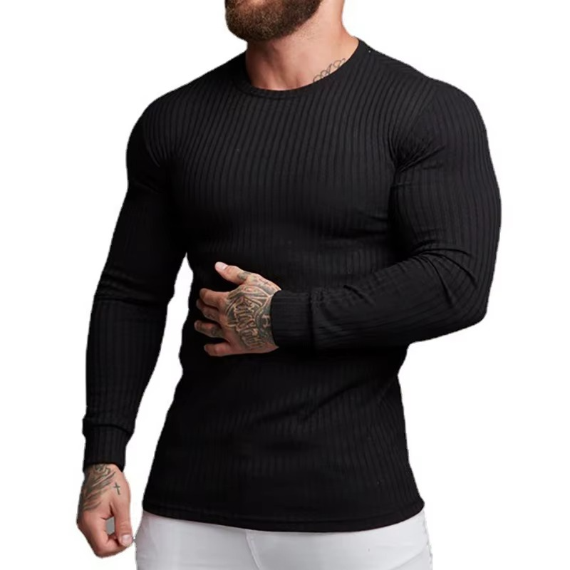 TrendAura Men's Autumn Quick Dry Knit Long Sleeve Fitness Shirt Moisture Wicking Athletic Top