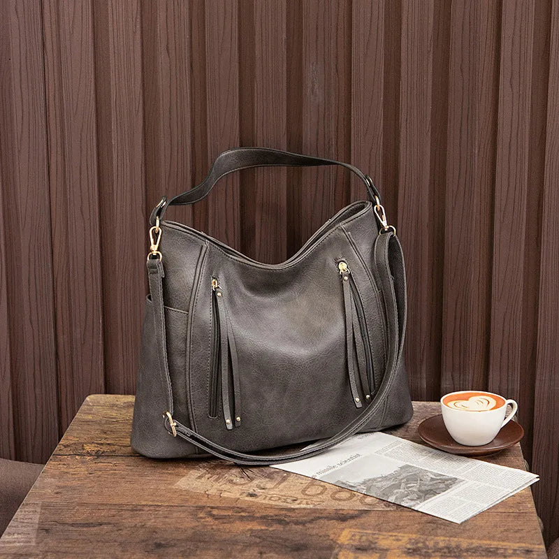 NELLA Soft PU Leather Crossbody Bag for Young Women - Chic Modern Bucket Tote with Secure Zipper