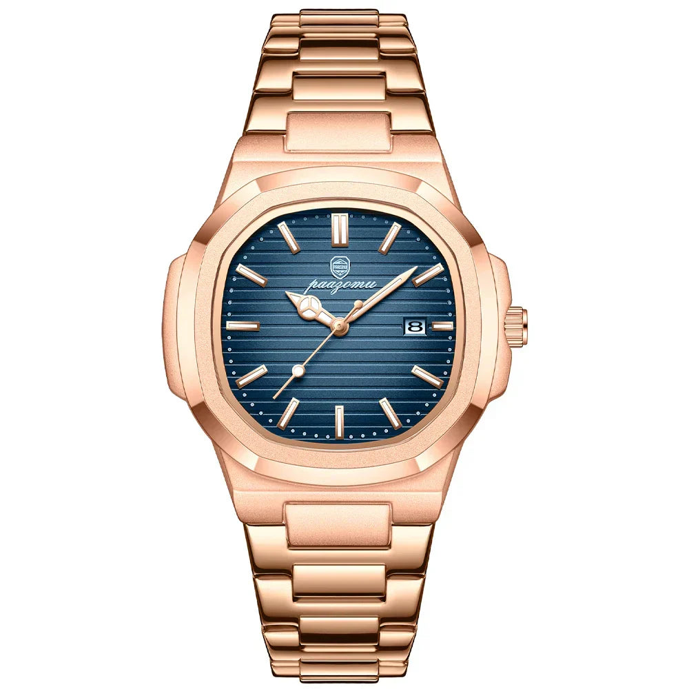 TrendAura Foundation Stainless Steel Watch With Quartz Movement Water Resistant Luminous Hands Date Display For Men